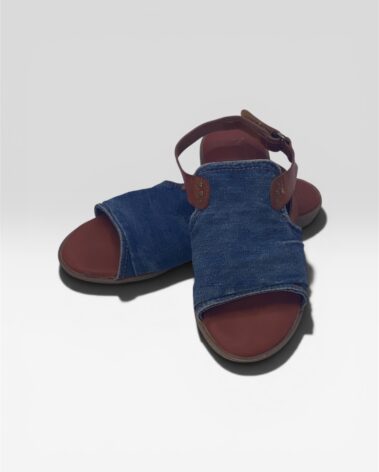 Mustang Denim Sandal size 8 featuring blue ruched fabric